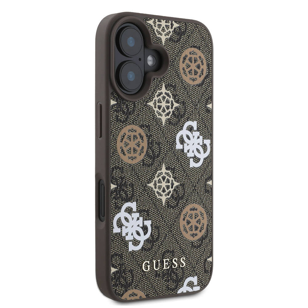 Apple iPhone 16 Kılıf Guess Orjinal Lisanslı M-safe Şarj Özellikli 4G Desenli Yazı Logolu Peony Kapak