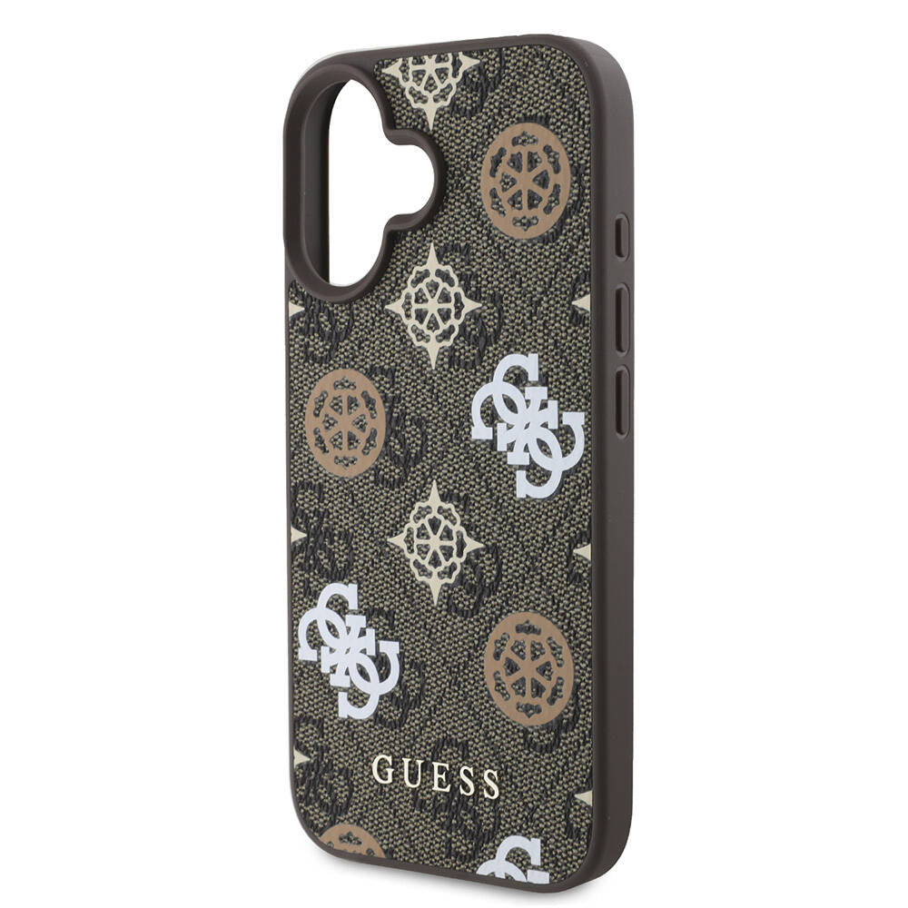 Apple iPhone 16 Kılıf Guess Orjinal Lisanslı M-safe Şarj Özellikli 4G Desenli Yazı Logolu Peony Kapak