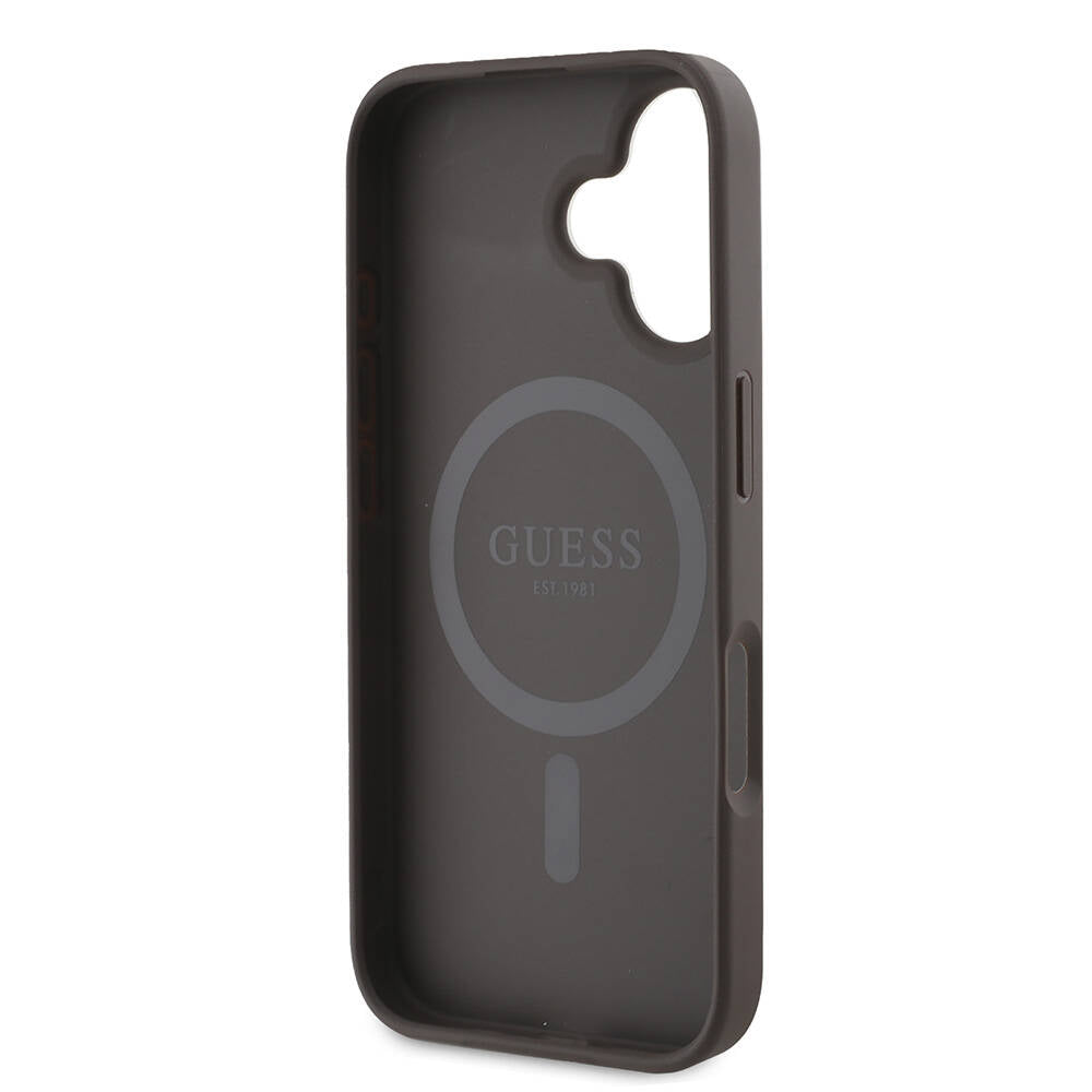 Apple iPhone 16 Kılıf Guess Orjinal Lisanslı M-safe Şarj Özellikli 4G Desenli Yazı Logolu Peony Kapak