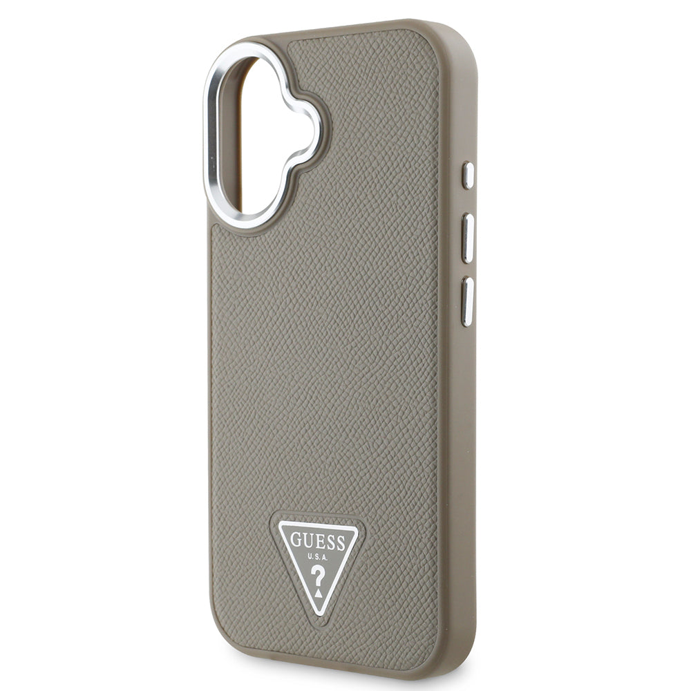 Apple iPhone 16 Kılıf Guess Orjinal Lisanslı M-safe Şarj Özellikli Grained Triangle Kapak