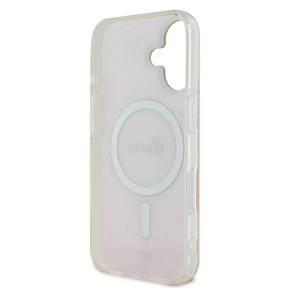 Apple iPhone 16 Kılıf Guess Orjinal Lisanslı M-safe Şarj Özellikli Yazı Logolu 4G Desenli Kapak