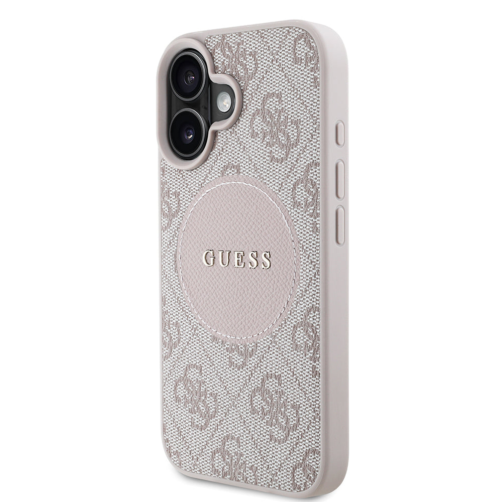 Apple iPhone 16 Kılıf Guess Orjinal Lisanslı M-safe Şarj Özellikli Yazı Logolu Circle Classic Kapak