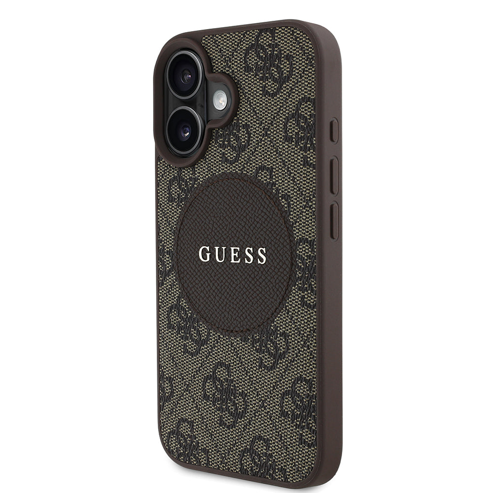 Apple iPhone 16 Kılıf Guess Orjinal Lisanslı M-safe Şarj Özellikli Yazı Logolu Circle Classic Kapak