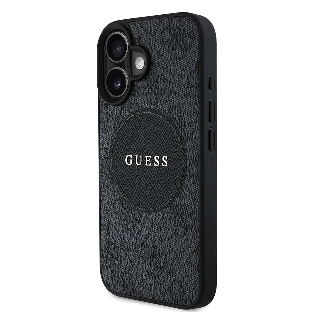 Apple iPhone 16 Kılıf Guess Orjinal Lisanslı M-safe Şarj Özellikli Yazı Logolu Circle Classic Kapak