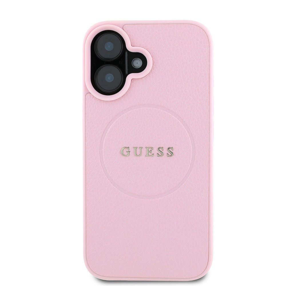 Apple iPhone 16 Kılıf Guess Orjinal Lisanslı M-safe Şarj Özellikli Yazı Logolu Grained Kapak
