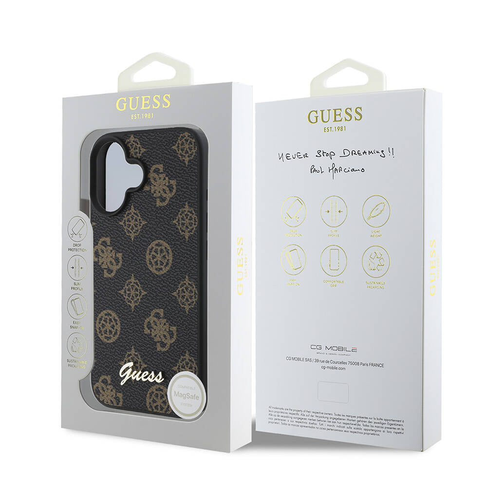 Apple iPhone 16 Kılıf Guess Orjinal Lisanslı M-safe Şarj Özellikli Yazı Logolu Peony Kapak