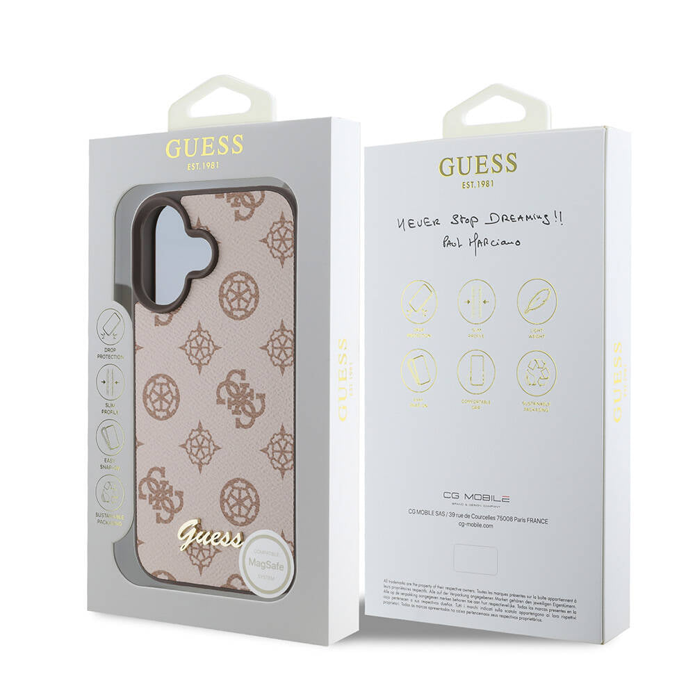 Apple iPhone 16 Kılıf Guess Orjinal Lisanslı M-safe Şarj Özellikli Yazı Logolu Peony Kapak