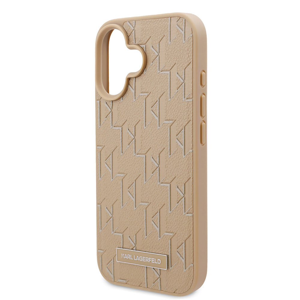 Apple iPhone 16 Kılıf Karl Lagerfeld Orjinal Lisanslı M-safe Şarj Özellikli KL Yazılı Hot Stamp Kapak