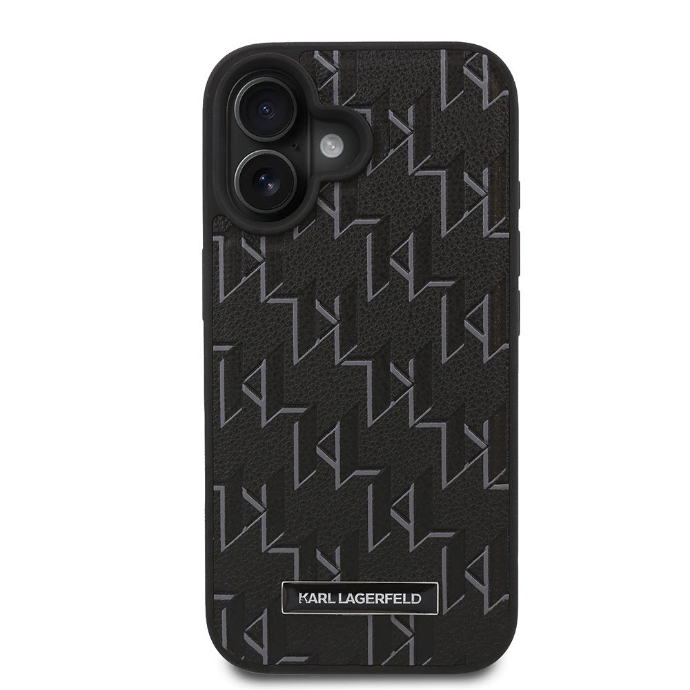 Apple iPhone 16 Kılıf Karl Lagerfeld Orjinal Lisanslı M-safe Şarj Özellikli KL Yazılı Hot Stamp Kapak