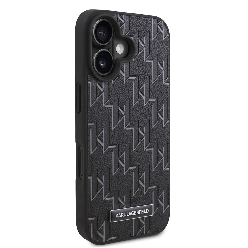 Apple iPhone 16 Kılıf Karl Lagerfeld Orjinal Lisanslı M-safe Şarj Özellikli KL Yazılı Hot Stamp Kapak