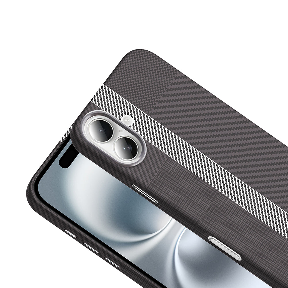 Apple iPhone 16 Kılıf M-safe Şarj Özellikli Karbon Fiber Görünümlü Zore Gros Kapak