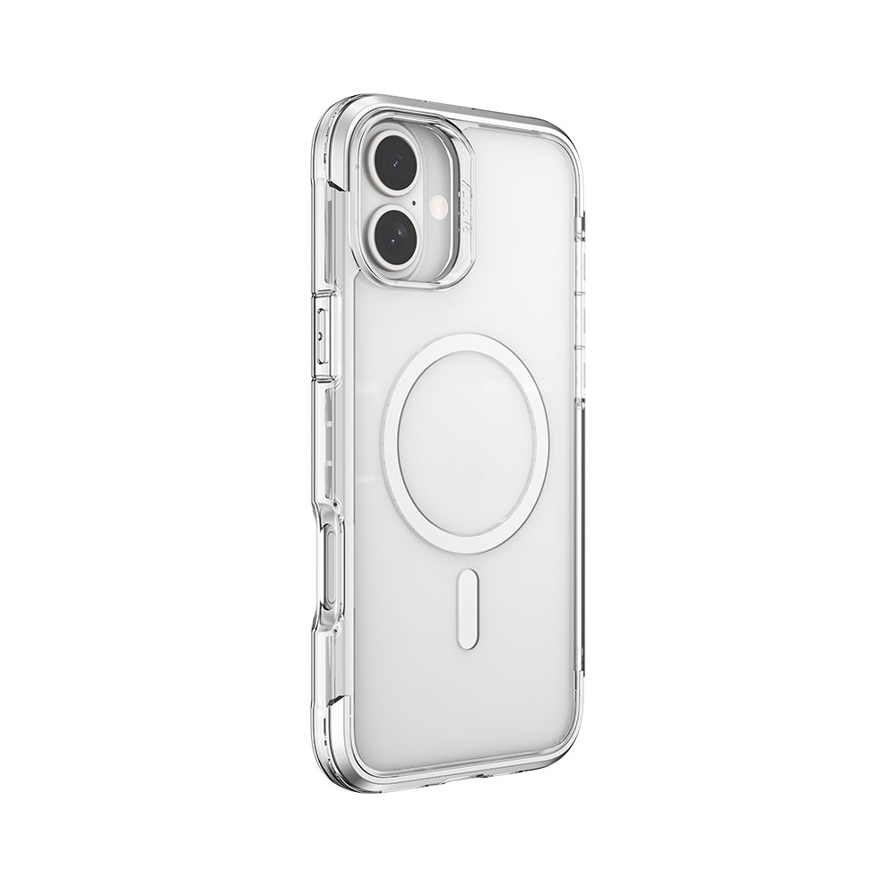 Apple iPhone 16 Kılıf M-safe Şarj Özellikli Raptic Air Serisi Airbag Tasarımlı Metal Köşelikli Şeffaf Kapak