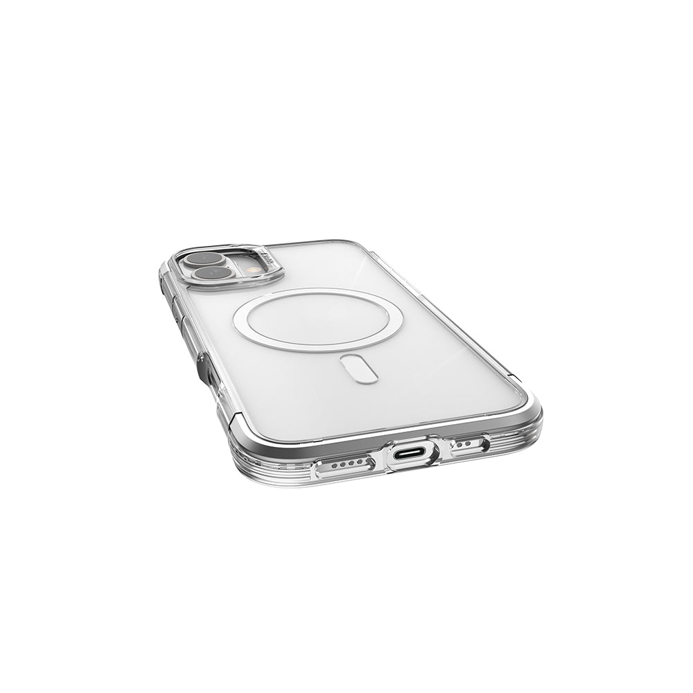 Apple iPhone 16 Kılıf M-safe Şarj Özellikli Raptic Air Serisi Airbag Tasarımlı Metal Köşelikli Şeffaf Kapak