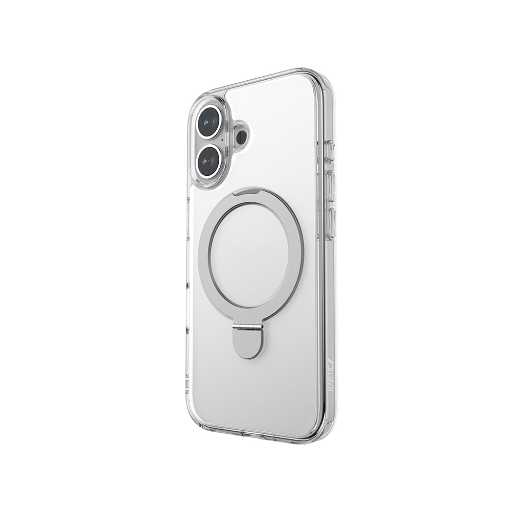 Apple iPhone 16 Kılıf M-safe Şarj Özellikli Raptic Air Stand Serisi Buzlu Transparan Tasarımlı Standlı Kapak