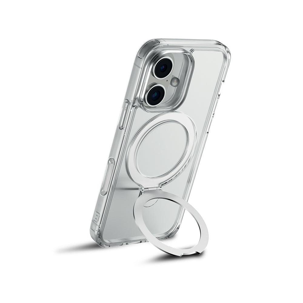 Apple iPhone 16 Kılıf M-safe Şarj Özellikli Raptic Air Stand Serisi Buzlu Transparan Tasarımlı Standlı Kapak