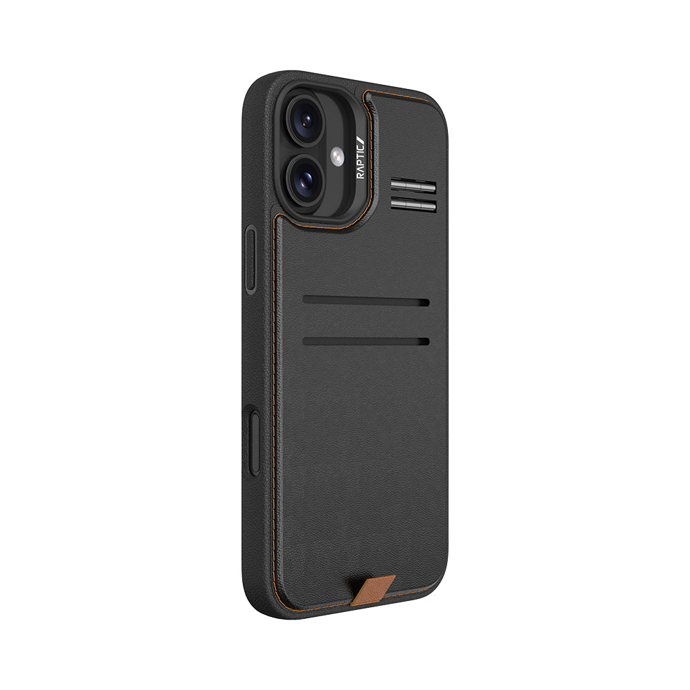 Apple iPhone 16 Kılıf M-safe Şarj Özellikli Raptic Slim Wallet Serisi Deri Görünümlü Kartlıklı Standlı Kapak