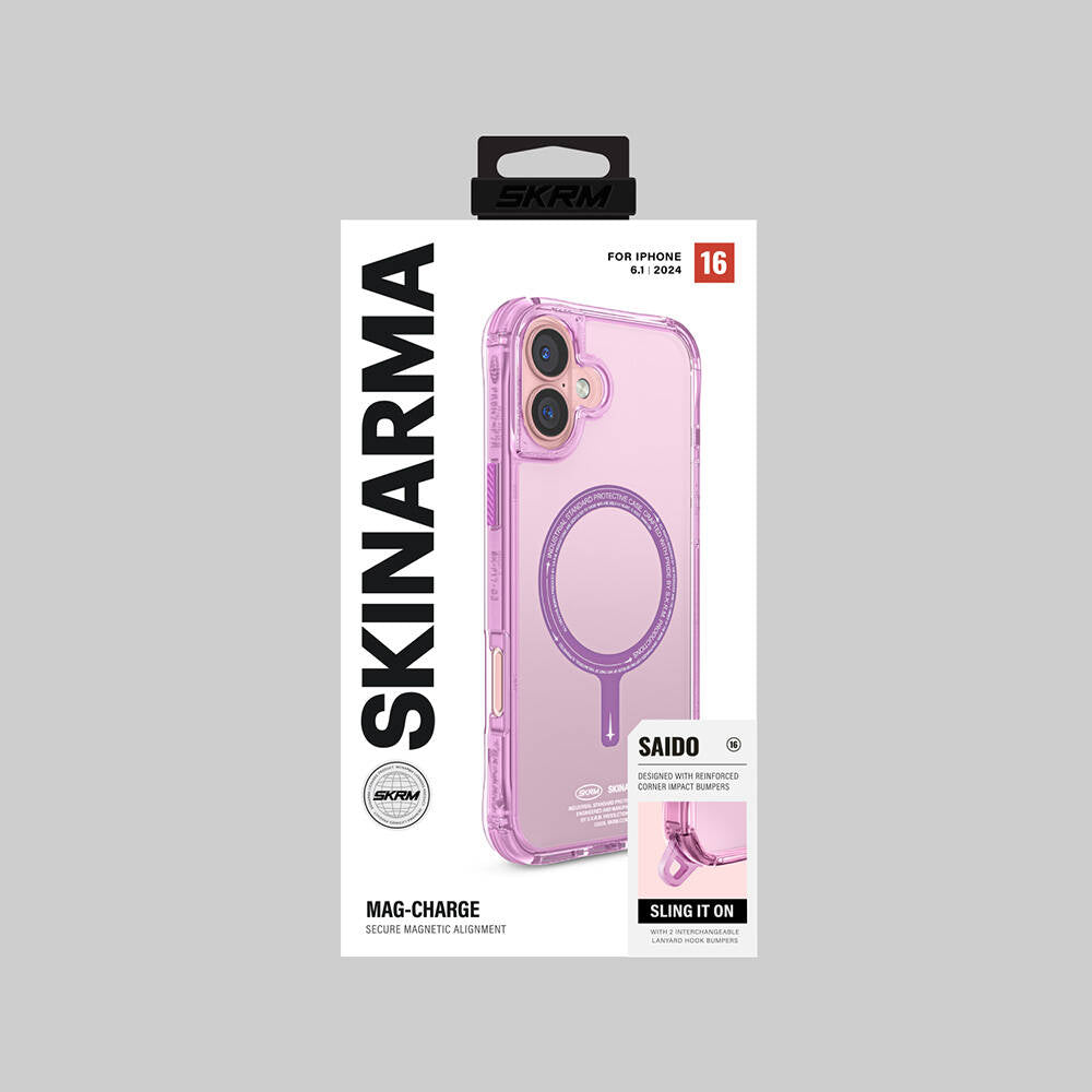 Apple iPhone 16 Kılıf M-safe Şarj Özellikli Şeffaf Airbag Tasarımlı Skinarma Saido Kapak