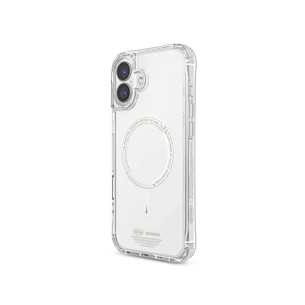 Apple iPhone 16 Kılıf M-safe Şarj Özellikli Şeffaf Airbag Tasarımlı Skinarma Saido Nightglow Kapak