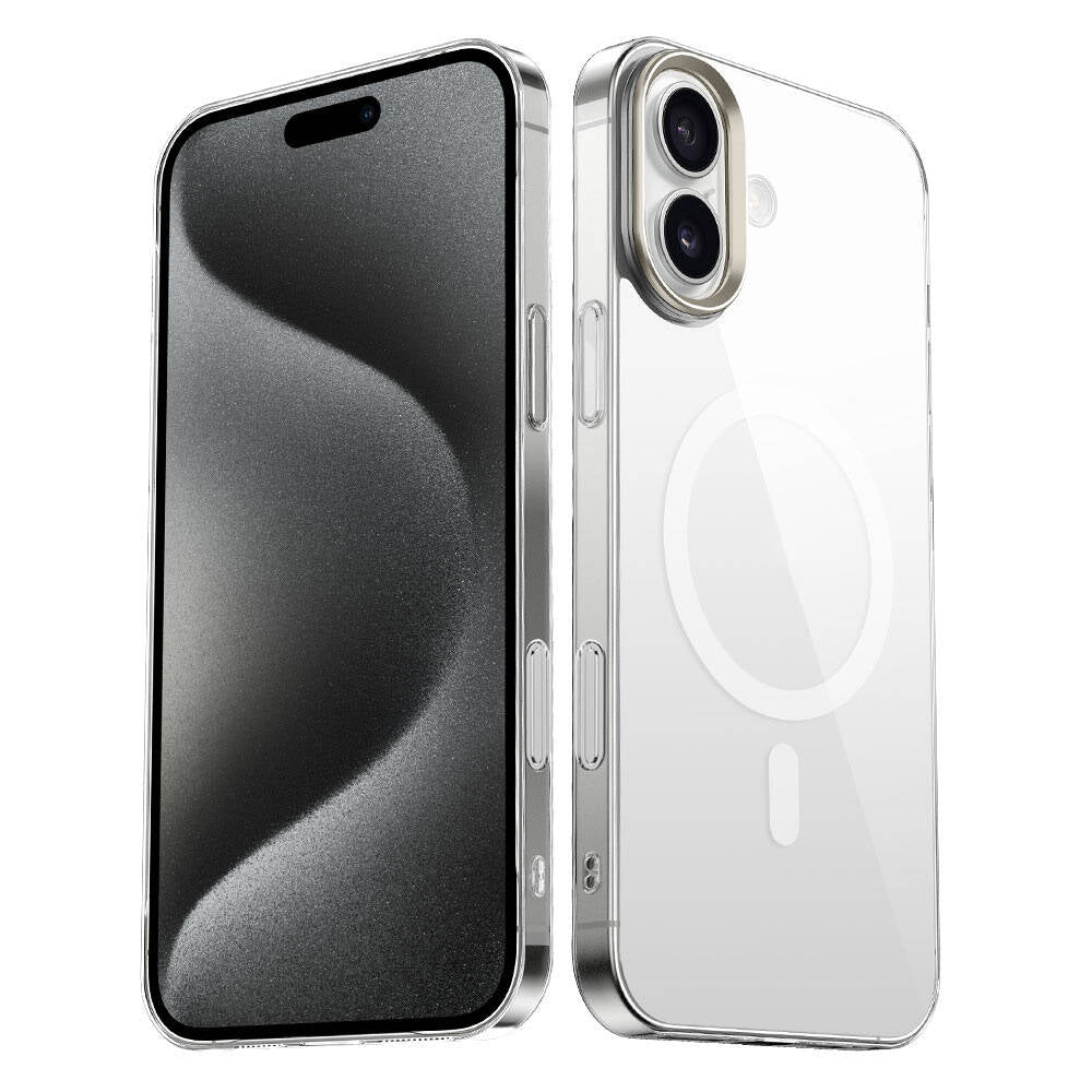 Apple iPhone 16 Kılıf M-safe Şarj Özellikli Şeffaf Cam Arka Yüzey Zore G-Glass Kapak