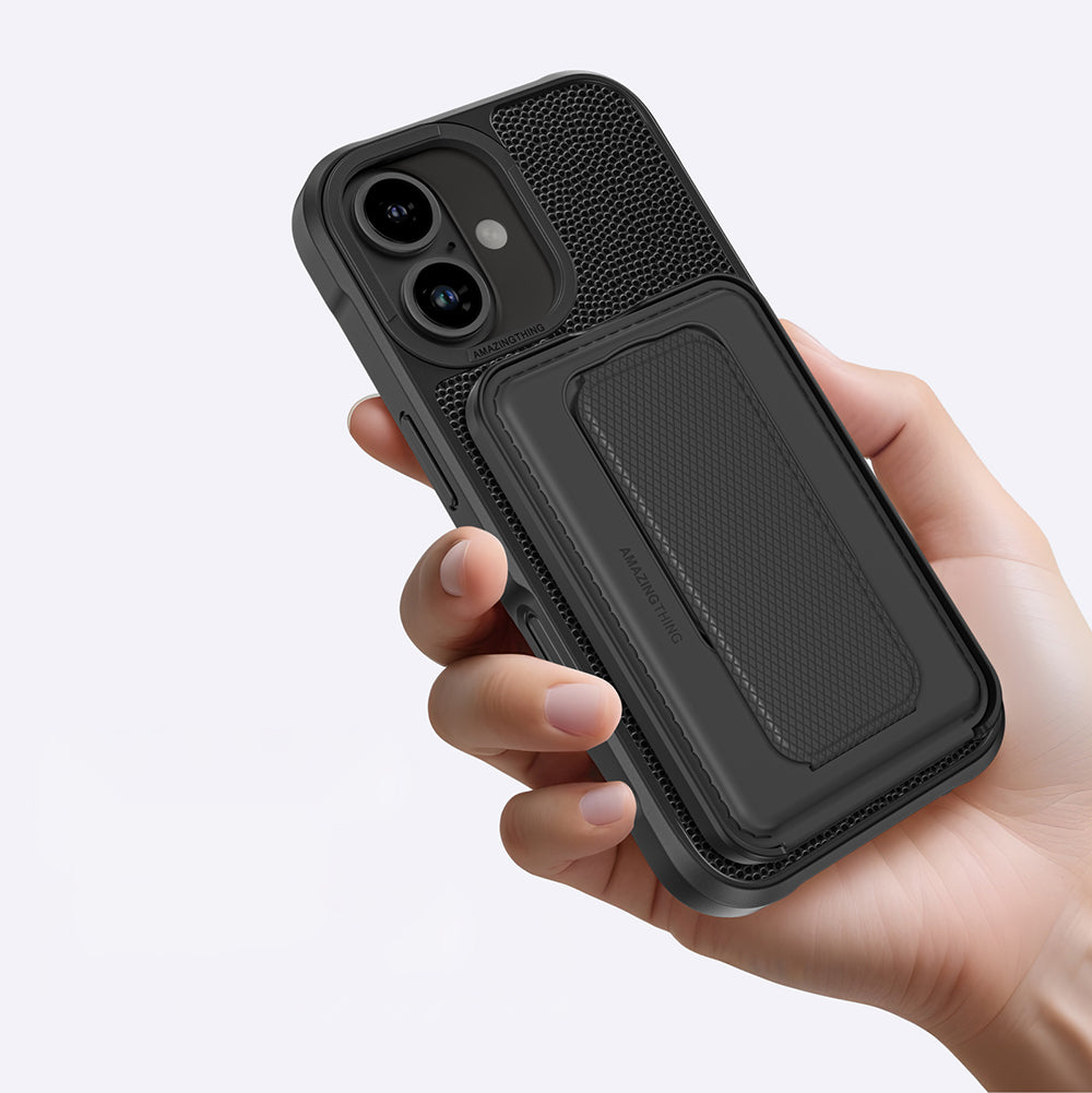 Apple iPhone 16 Kılıf M-safe Şarj Özellikli Standlı Kartlıklı Set Amazingthing Glamour Luxe Serisi Kapak