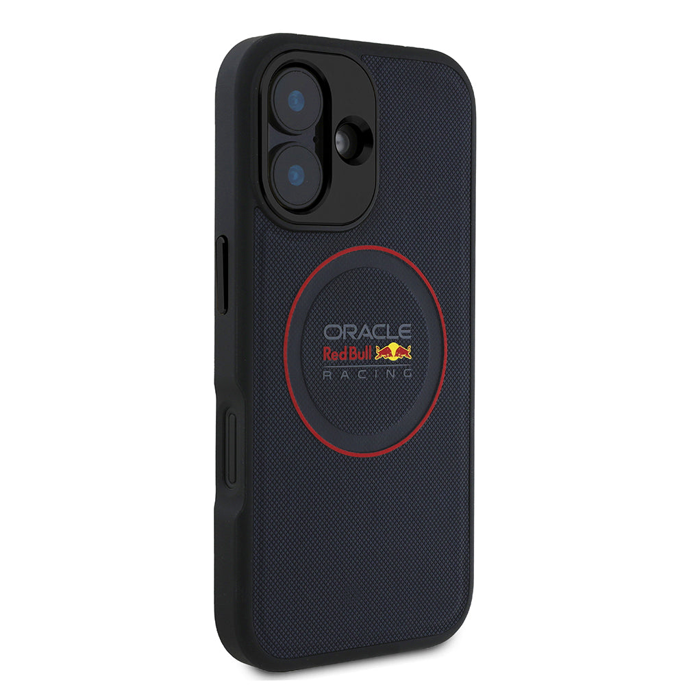 Apple iPhone 16 Kılıf Redbull Orjinal Lisanslı M-safe Şarj Özellikli Kırmızı Halka ve Logo Kabartmalı PU Deri Kapak