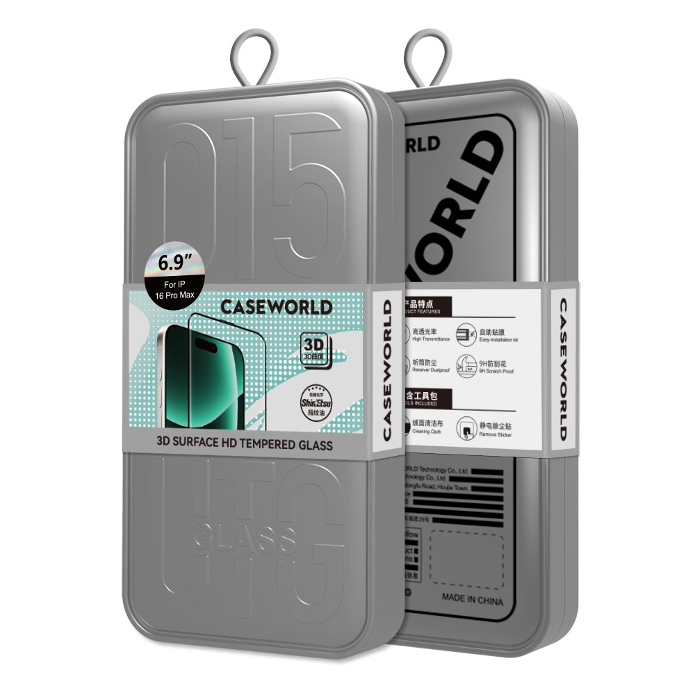 Apple iPhone 16 Plus CaseWorld 0.25mm HD 3D Temperli Cam Ekran Koruyucu + Uygulama Aparatlı