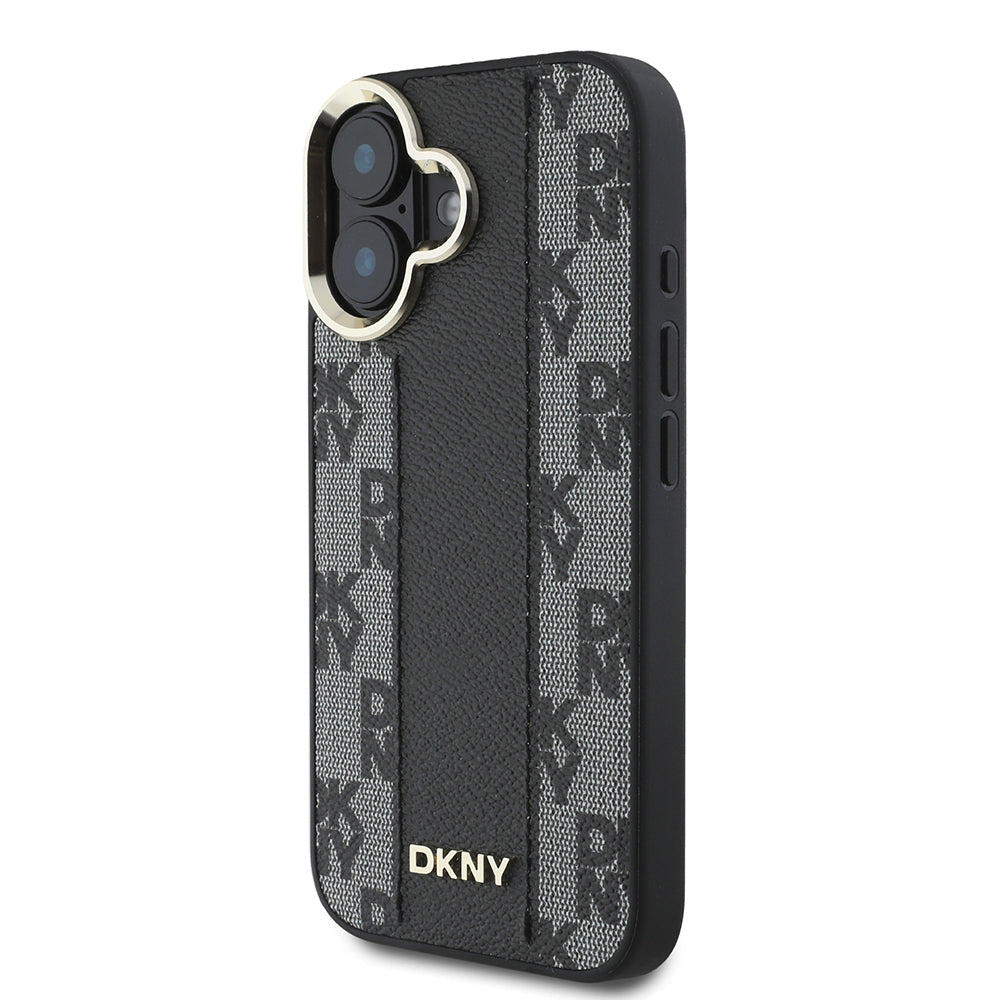 Apple iPhone 16 Plus Kılıf DKNY Orjinal Lisanslı M-safe Şarj Özellikli 3D Yazılı Checkered Pattern Kapak