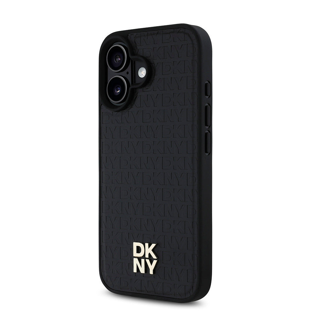 Apple iPhone 16 Plus Kılıf DKNY Orjinal Lisanslı M-safe Şarj Özellikli 3D Yazılı Repeat Pattern Kapak