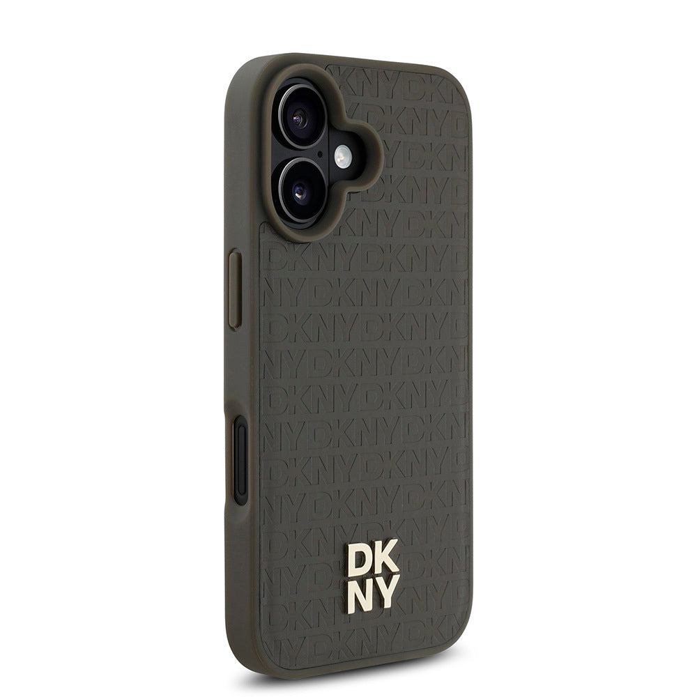 Apple iPhone 16 Plus Kılıf DKNY Orjinal Lisanslı M-safe Şarj Özellikli 3D Yazılı Repeat Pattern Kapak