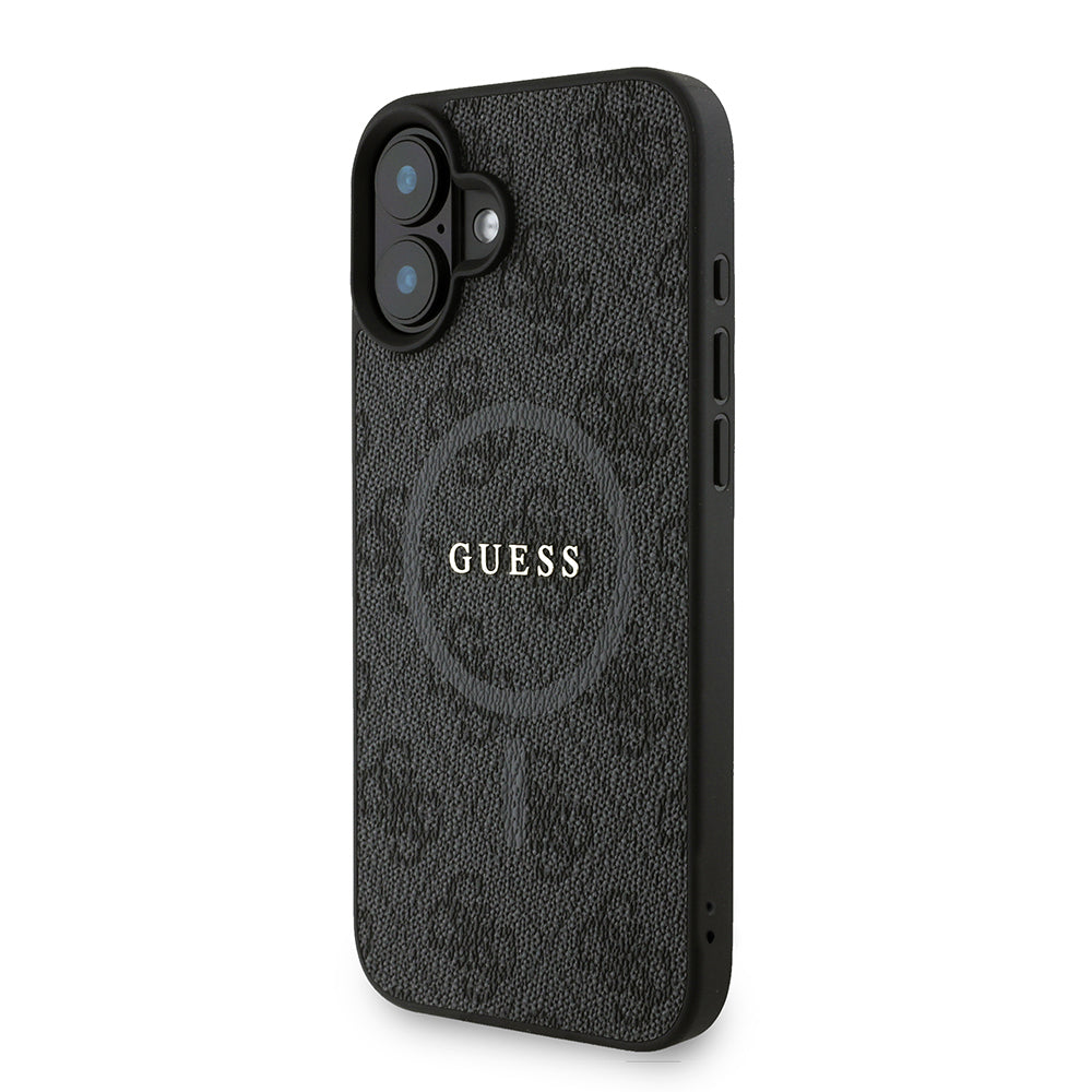 Apple iPhone 16 Plus Kılıf Guess Orjinal Lisanslı M-safe Şarj Özellikli PU Deri Bilek Askı İpli Yazı Logolu Kapak