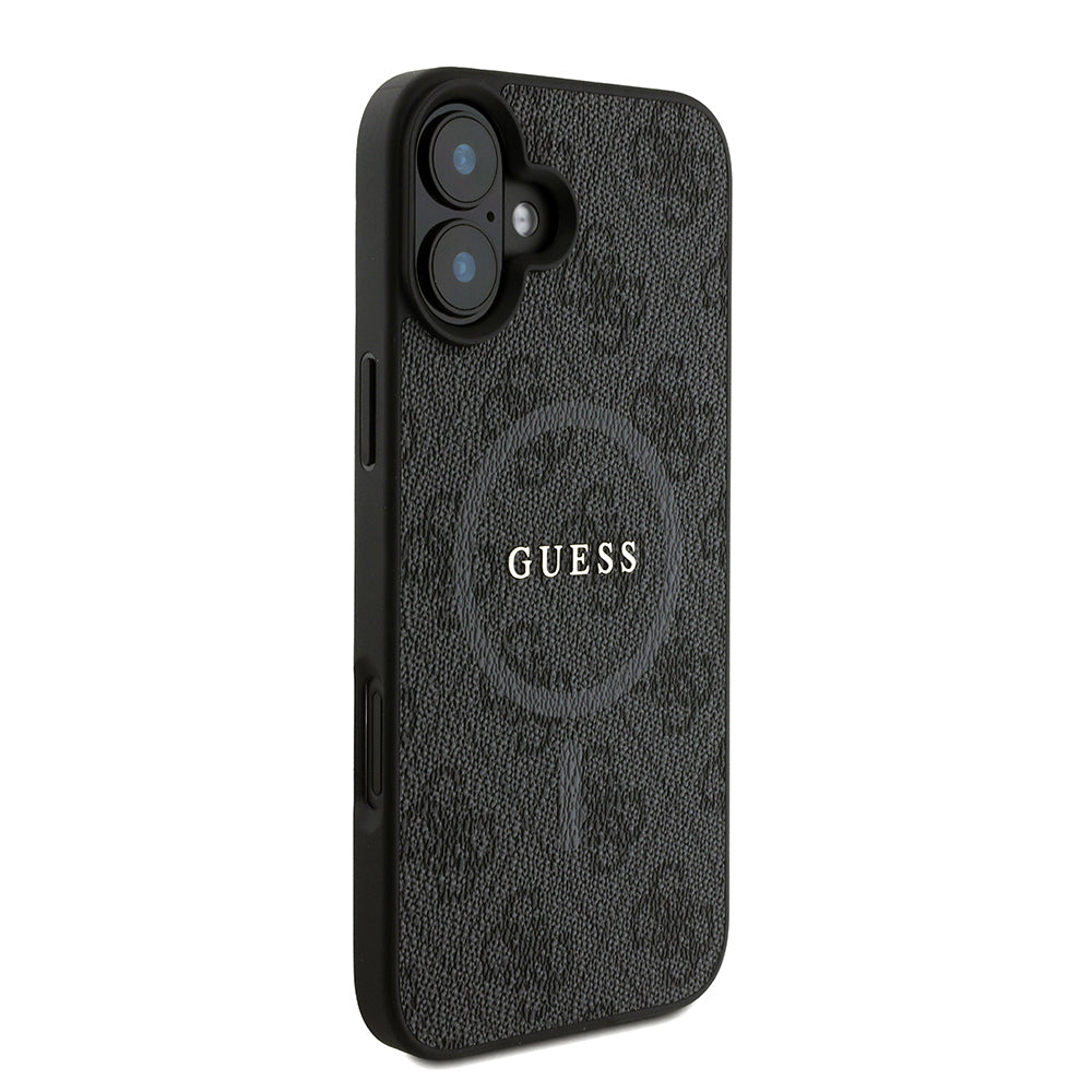 Apple iPhone 16 Plus Kılıf Guess Orjinal Lisanslı M-safe Şarj Özellikli PU Deri Bilek Askı İpli Yazı Logolu Kapak