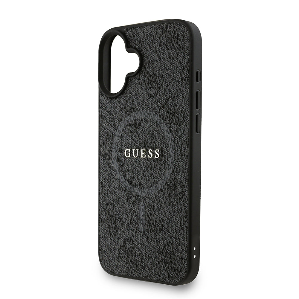 Apple iPhone 16 Plus Kılıf Guess Orjinal Lisanslı M-safe Şarj Özellikli PU Deri Bilek Askı İpli Yazı Logolu Kapak