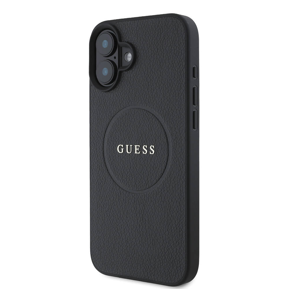 Apple iPhone 16 Plus Kılıf Guess Orjinal Lisanslı M-safe Şarj Özellikli Yazı Logolu Grained Kapak