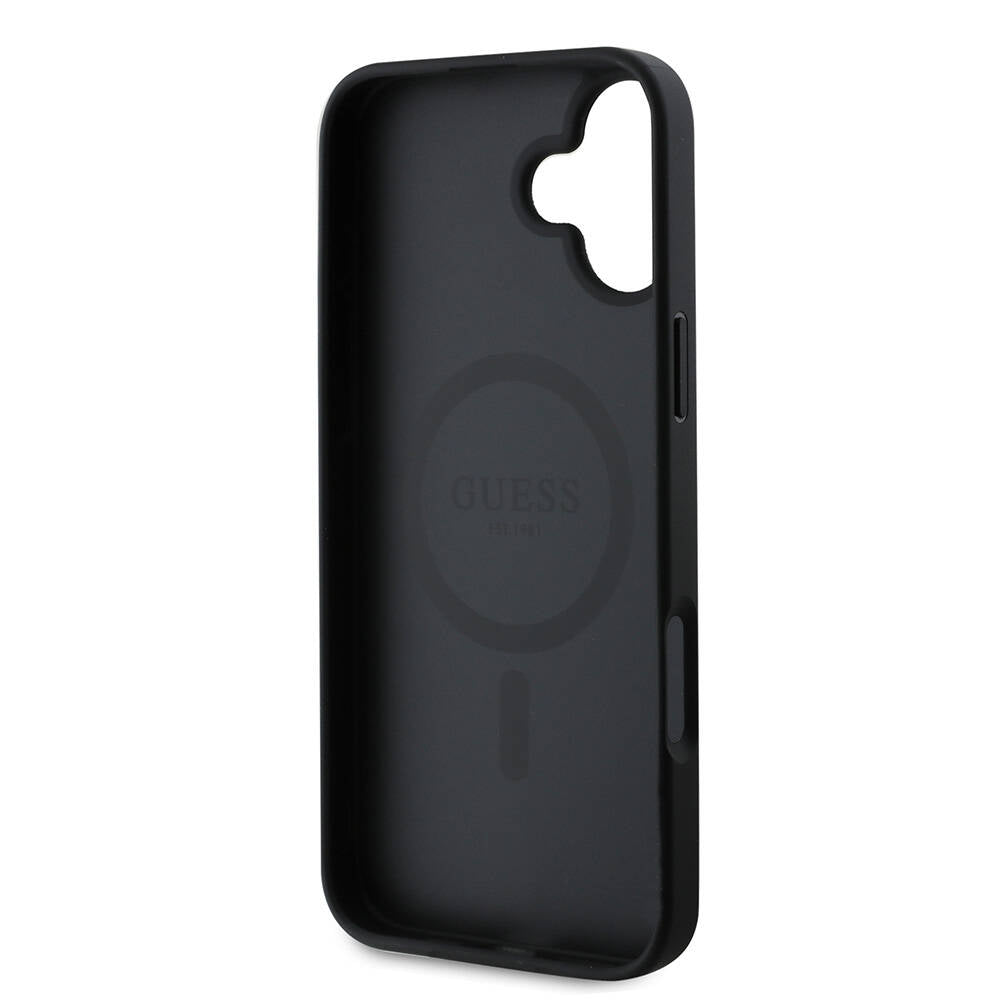 Apple iPhone 16 Plus Kılıf Guess Orjinal Lisanslı M-safe Şarj Özellikli Yazı Logolu Grained Kapak