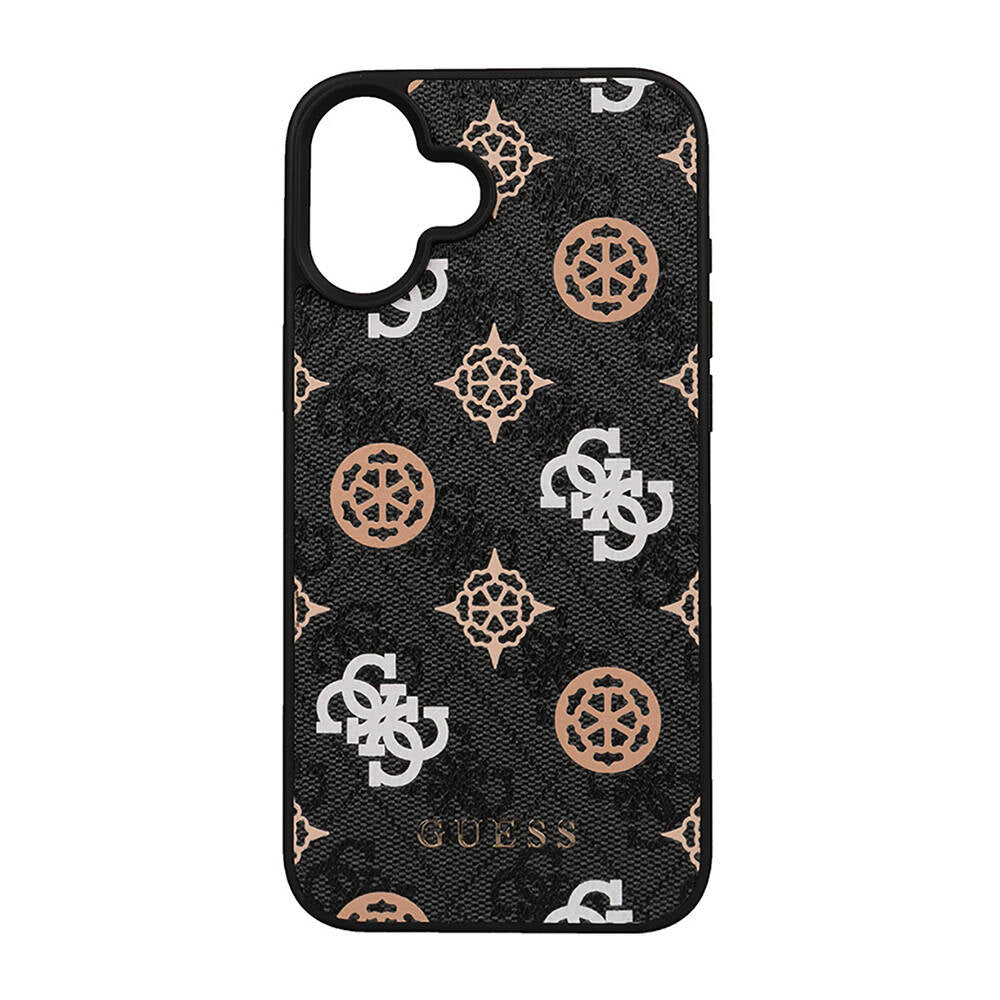 Apple iPhone 16 Plus Kılıf Guess Orjinal Lisanslı M-safe Şarj Özellikli 4G Desenli Yazı Logolu Peony Kapak