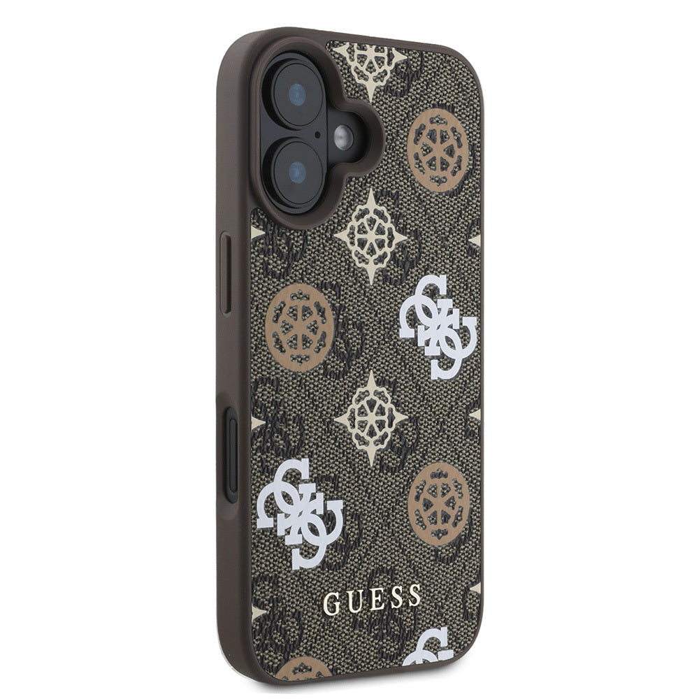 Apple iPhone 16 Plus Kılıf Guess Orjinal Lisanslı M-safe Şarj Özellikli 4G Desenli Yazı Logolu Peony Kapak