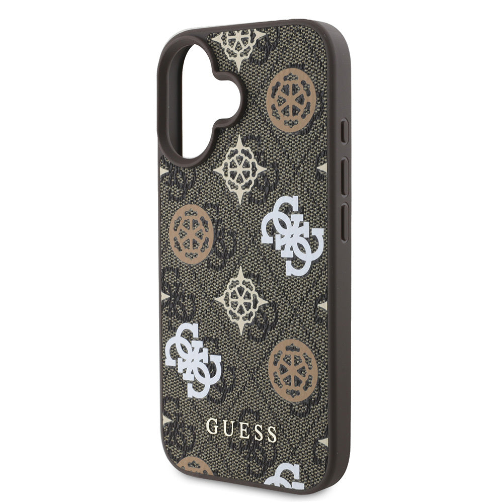 Apple iPhone 16 Plus Kılıf Guess Orjinal Lisanslı M-safe Şarj Özellikli 4G Desenli Yazı Logolu Peony Kapak