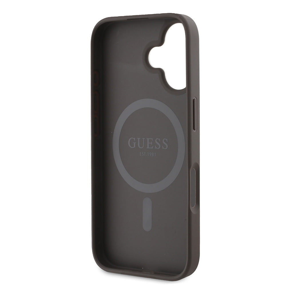 Apple iPhone 16 Plus Kılıf Guess Orjinal Lisanslı M-safe Şarj Özellikli 4G Desenli Yazı Logolu Peony Kapak