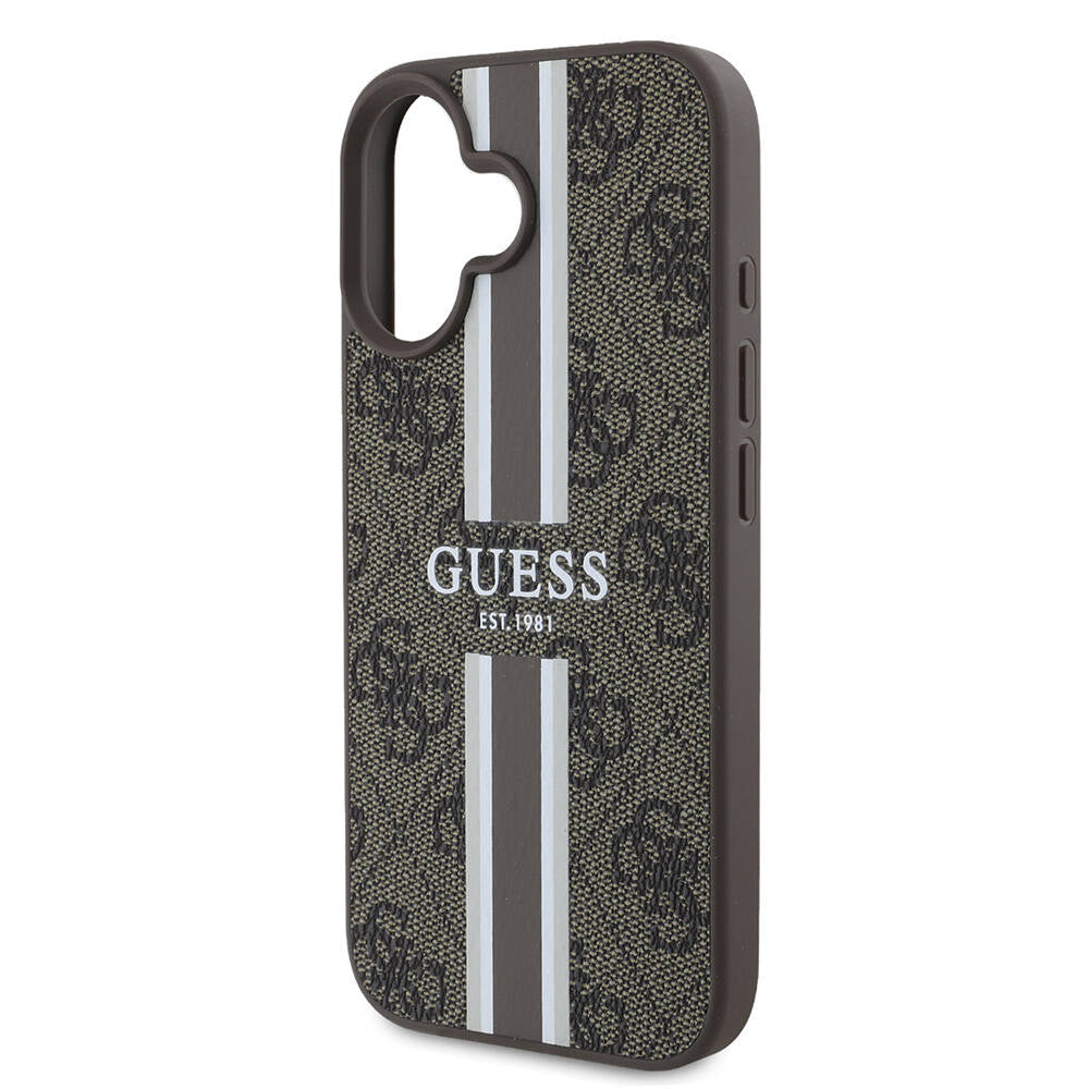 Apple iPhone 16 Plus Kılıf Guess Orjinal Lisanslı M-safe Şarj Özellikli 4G Şerit Tasarımlı Printed Kapak
