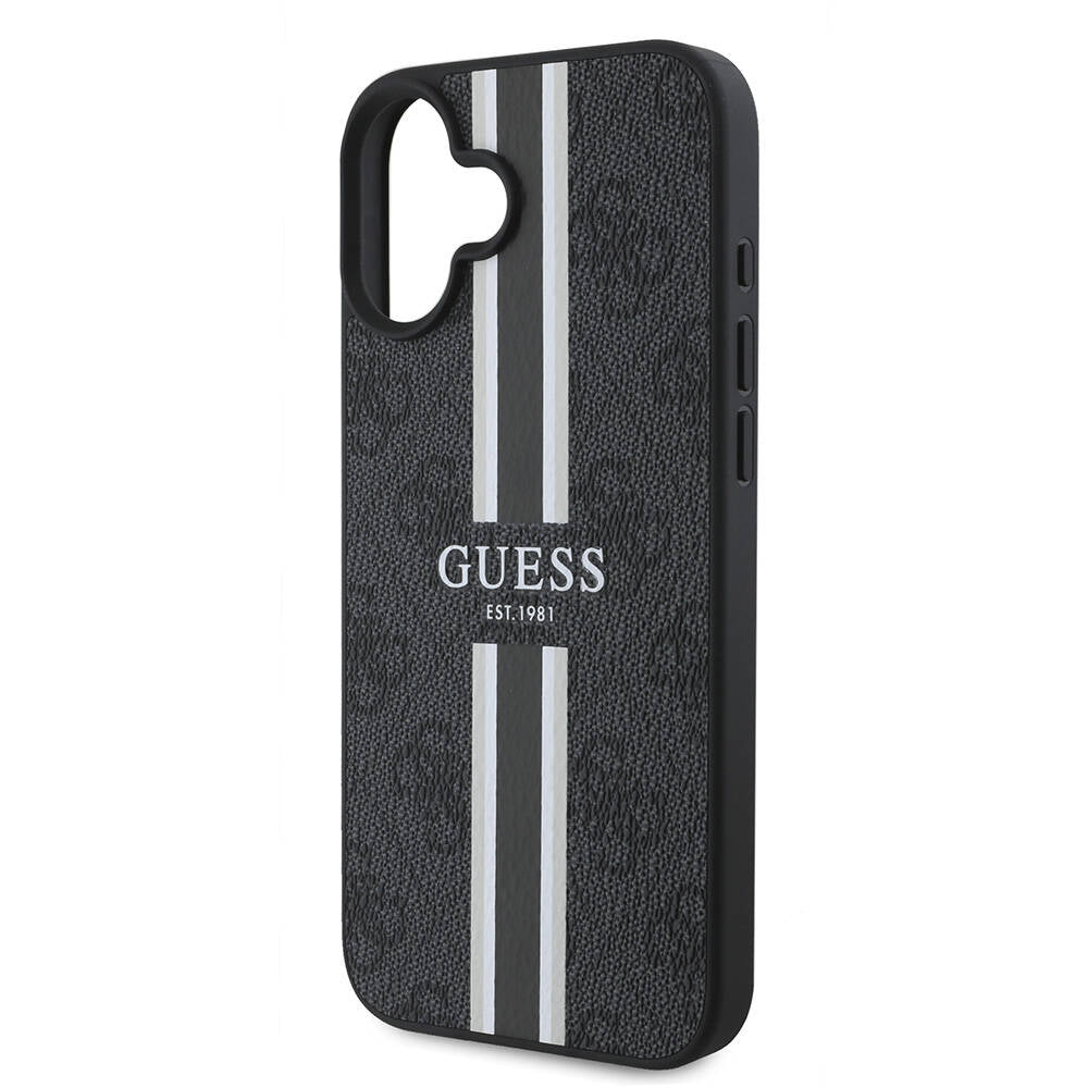 Apple iPhone 16 Plus Kılıf Guess Orjinal Lisanslı M-safe Şarj Özellikli 4G Şerit Tasarımlı Printed Kapak