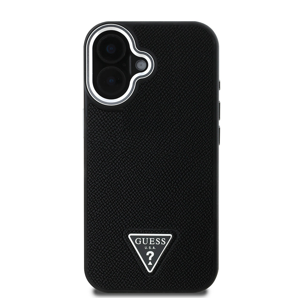 Apple iPhone 16 Plus Kılıf Guess Orjinal Lisanslı M-safe Şarj Özellikli Grained Triangle Kapak
