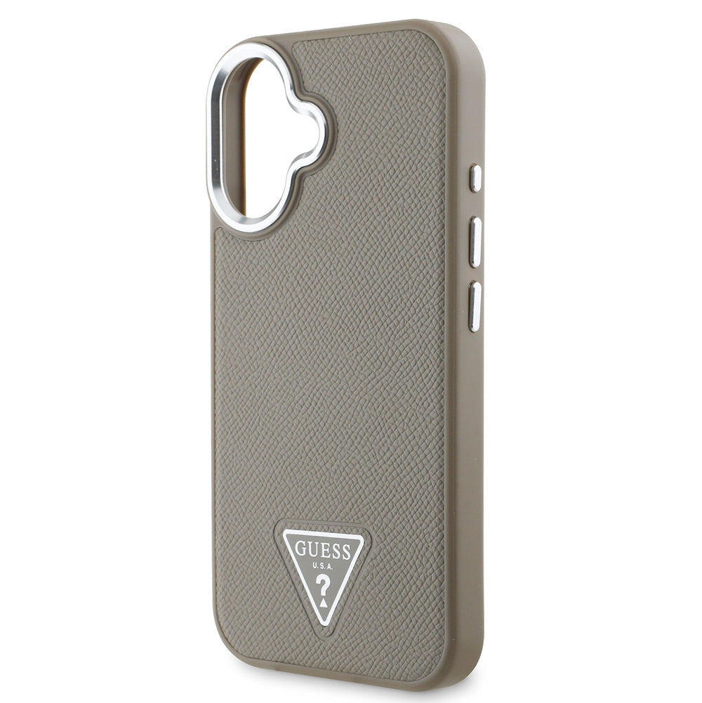 Apple iPhone 16 Plus Kılıf Guess Orjinal Lisanslı M-safe Şarj Özellikli Grained Triangle Kapak