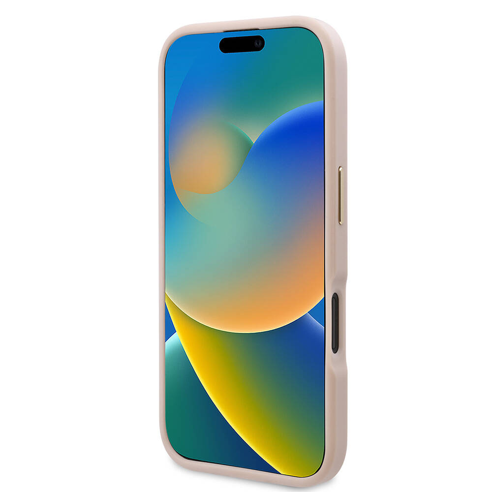 Apple iPhone 16 Plus Kılıf Guess Orjinal Lisanslı M-safe Şarj Özellikli PU 4G Desenli Metal Plaka Klasik Logolu Kapak