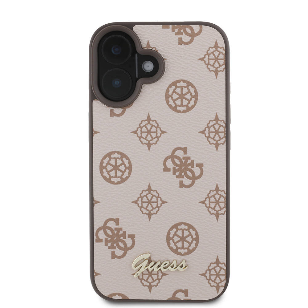 Apple iPhone 16 Plus Kılıf Guess Orjinal Lisanslı M-safe Şarj Özellikli Yazı Logolu Peony Kapak