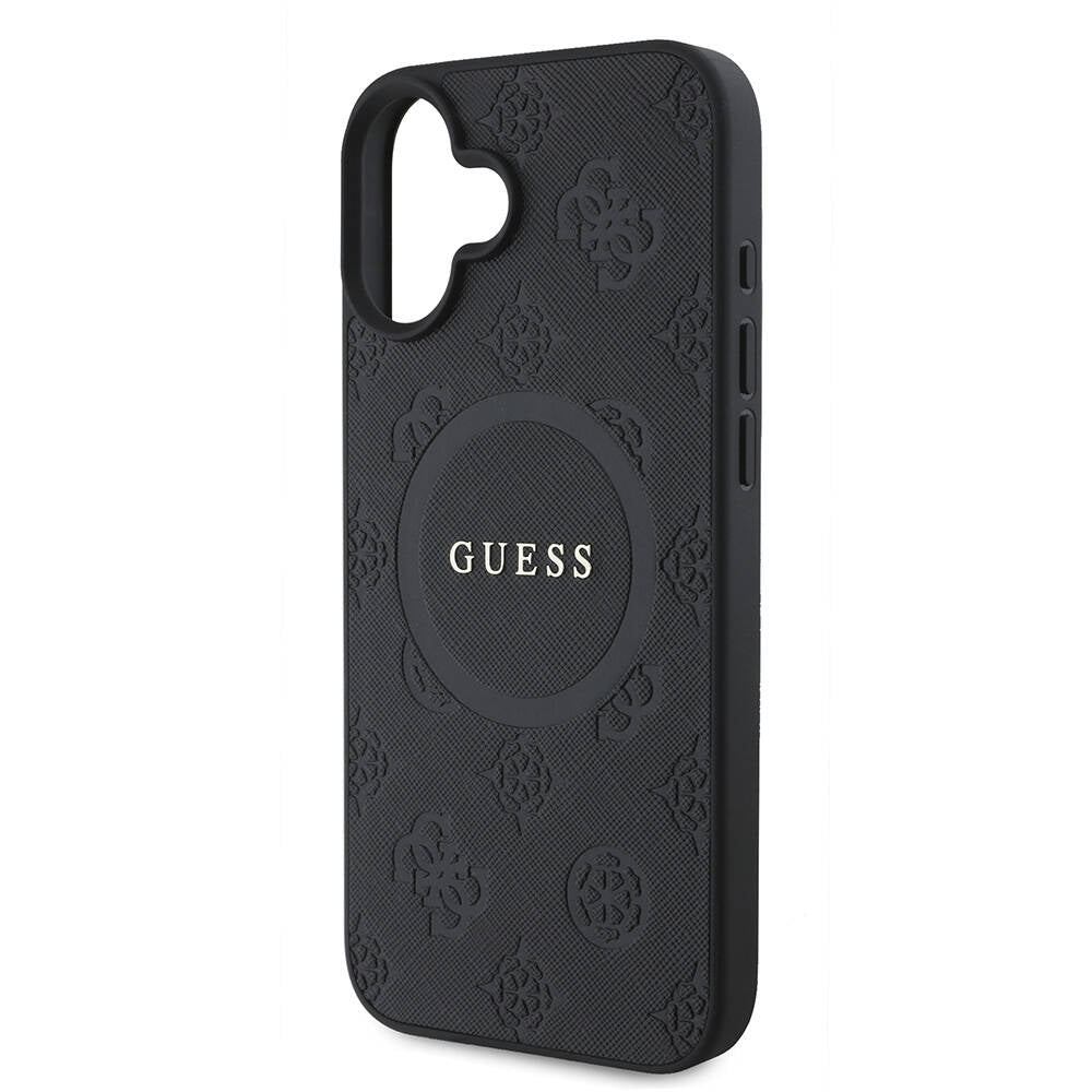 Apple iPhone 16 Plus Kılıf Guess Orjinal Lisanslı M-safe Şarj Özellikli Yazı Logolu Saffiano Peony Kapak