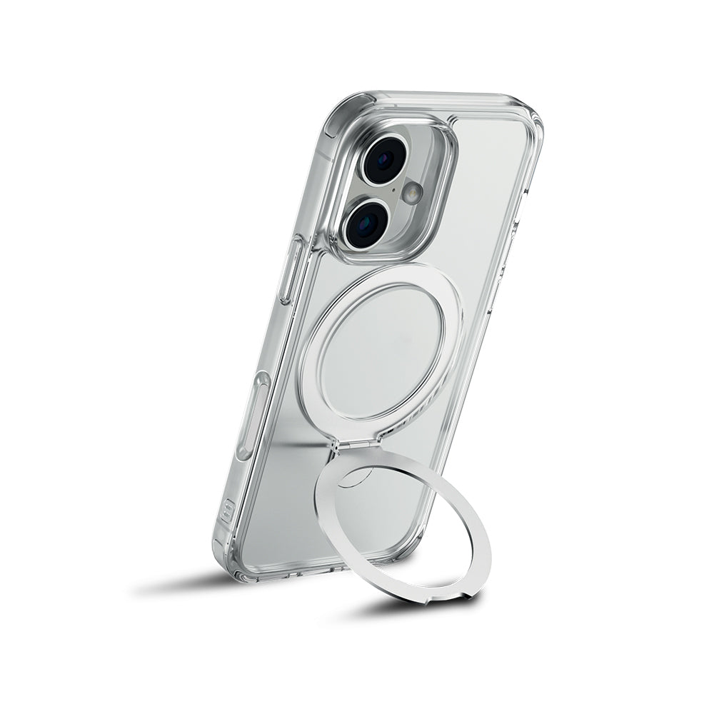 Apple iPhone 16 Plus Kılıf M-safe Şarj Özellikli Raptic Air Stand Serisi Buzlu Transparan Tasarımlı Standlı Kapak