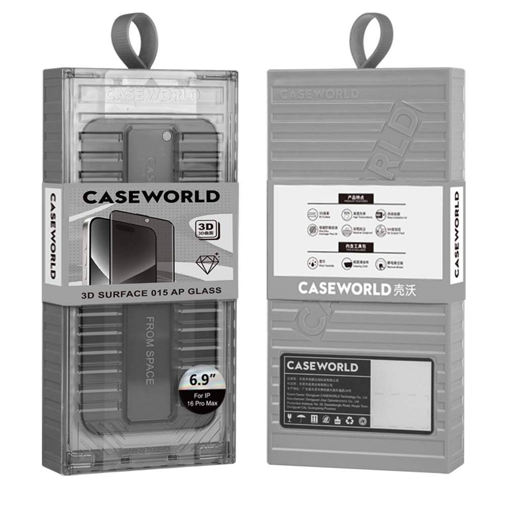 Apple iPhone 16 Pro CaseWorld Ultra-Thin Serisi TMQ Privacy 0.15mm 3D Cam Ekran Koruyucu + Uygulama Aparatlı