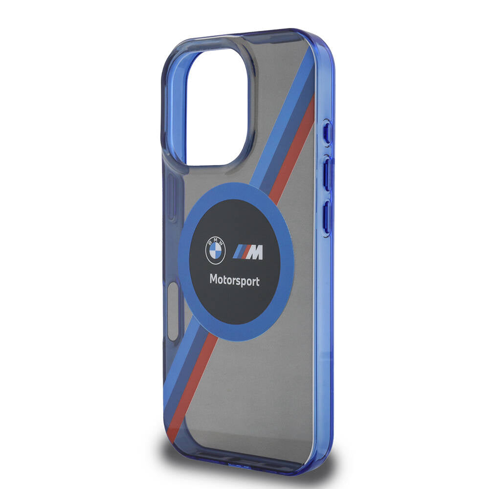 Apple iPhone 16 Pro Kılıf BMW Orjinal Lisanslı M-safe Şarj Özellikli M Logolu Üç Renk Çizgili Motorsport Circle Kapak