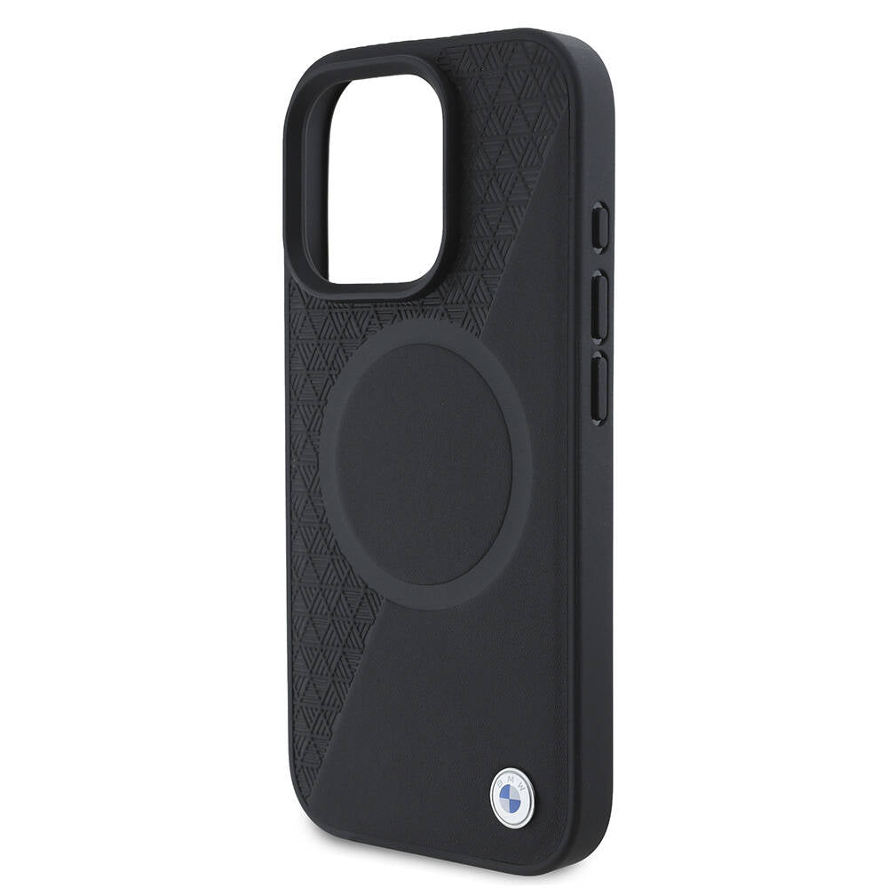 Apple iPhone 16 Pro Kılıf BMW Orjinal Lisanslı M-safe Şarj Özellikli Metal Logolu Yarım Dokulu Circle Deri Kapak