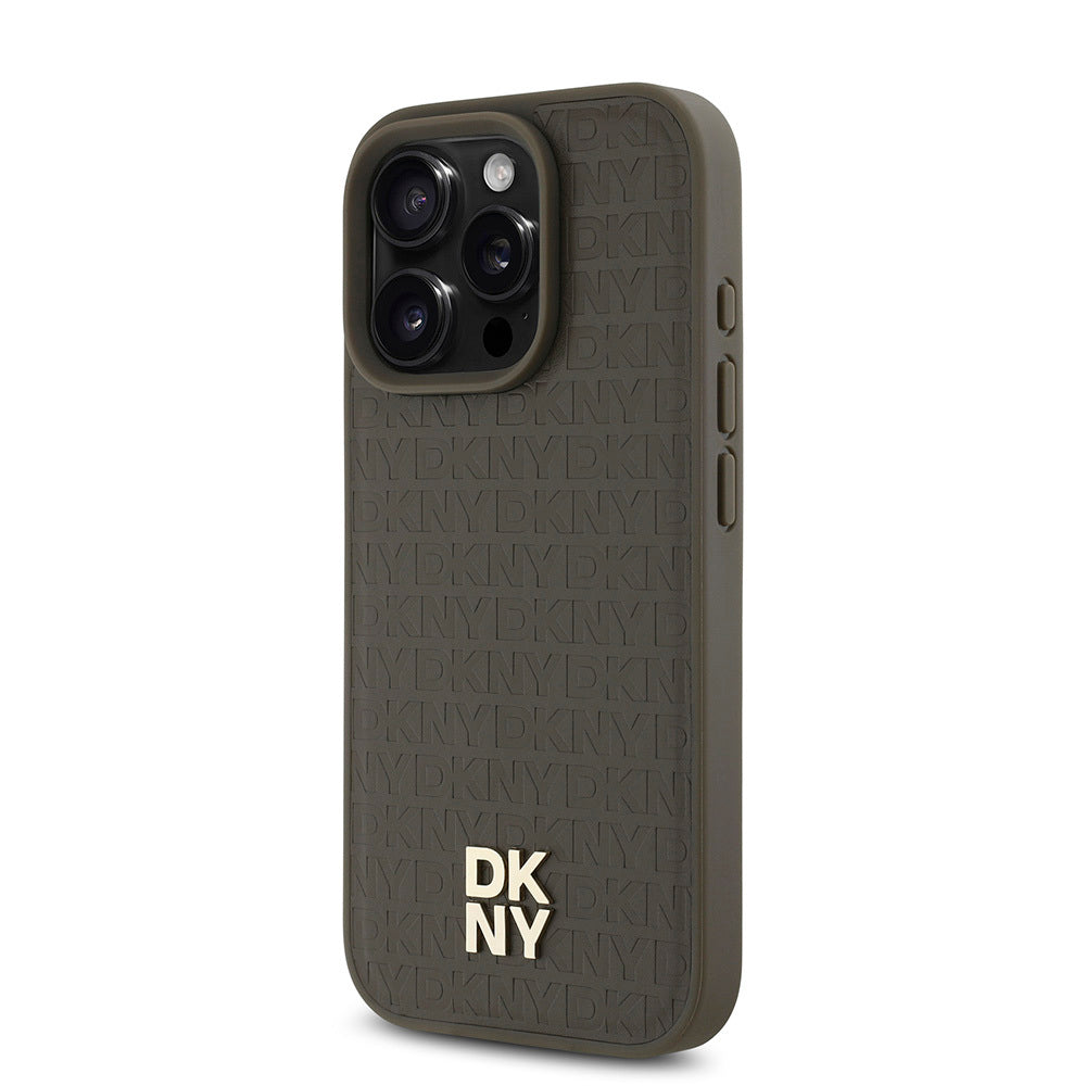 Apple iPhone 16 Pro Kılıf DKNY Orjinal Lisanslı M-safe Şarj Özellikli 3D Yazılı Repeat Pattern Kapak